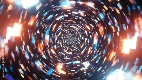 Spinning Through Abstract Light Tunnel Visual Effect