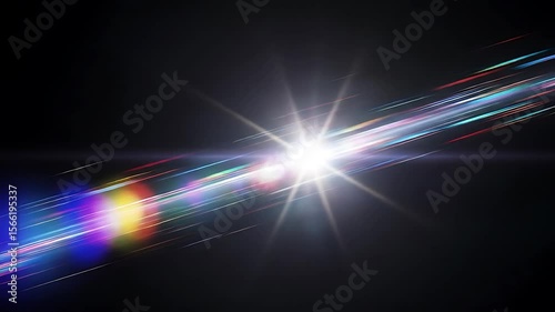 Streaking Light Trails Colorful Fast Motion Abstract on Dark Background