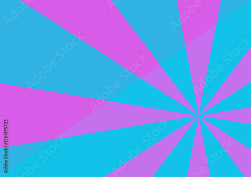 Pink and Blue Sunburst: Vibrant, dynamic sunburst pattern in shades of pink and light blue, ideal for backgrounds, presentations, or design projects. 