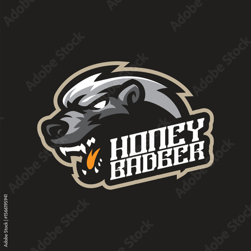 Honey badger mascot logo design with concept style for badge, emblem and t shirt printing. Honey badger head illustration.