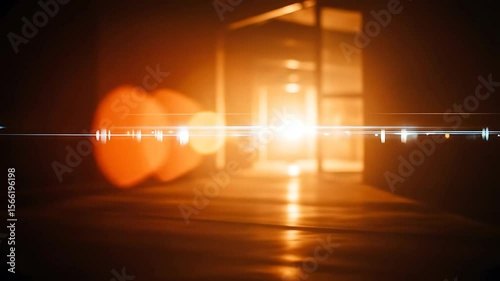 Glowing Hallway with Lens Flare and Warm Tones