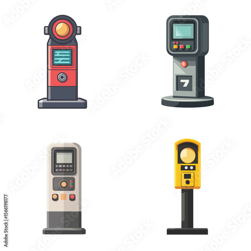 Set of parking meter vector design icon style, isoleted