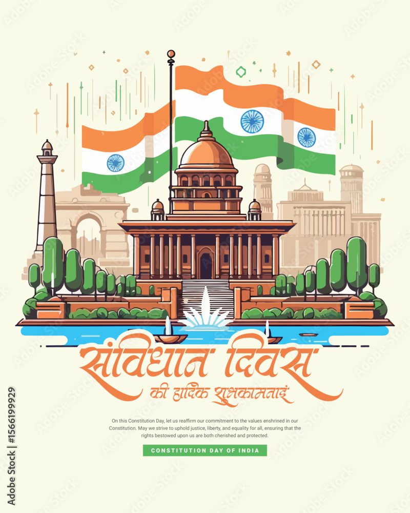 Fototapeta premium Happy Samvidhan Divas Constitution Day and National Law Day Celebration Design for Social Media Post