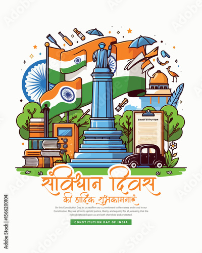 Happy Samvidhan Divas Constitution Day and National Law Day Celebration Design for Social Media Post