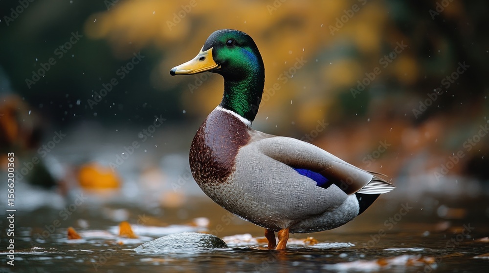 Fototapeta premium Mallard duck by a river.