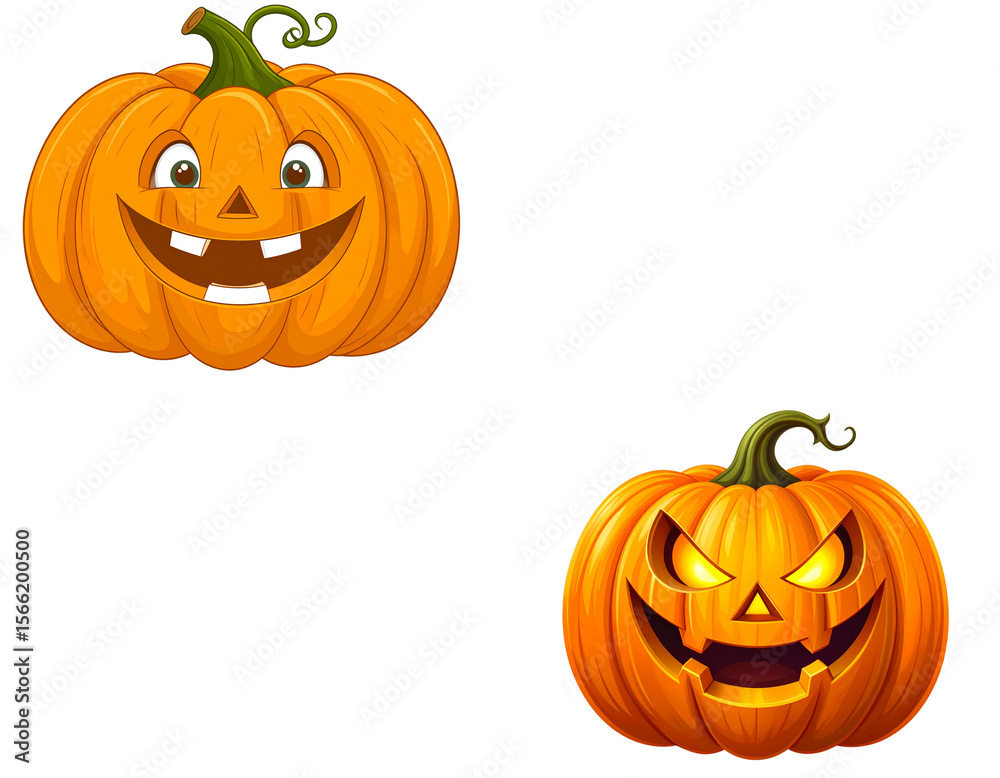 Fototapeta premium Pumpkin background for Halloween decoration on white background.