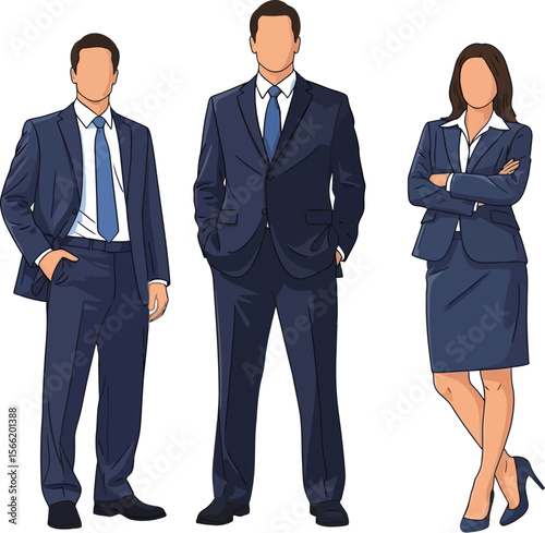 Business team illustration professional corporate group office workers suit