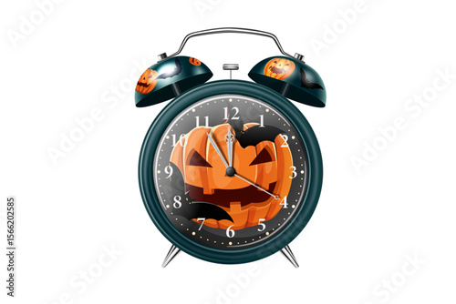 halloween festival banner,poster and advertising background design clip art concept halloween stickers decor alarm clock isolated on the white background.