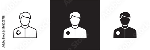 Male nurse icon. Male doctor medical staff icon. Healthcare symbol. Icon symbol compatible for medic consultation, surgeon, nurse, physician, health care. Vector illustration