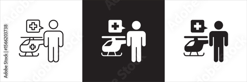 Ambulance icons collection. Helicopter ambulance icon set. Icon symbol compatible for first aid, medical help, clinic, medic, emergency help. Vector illustration