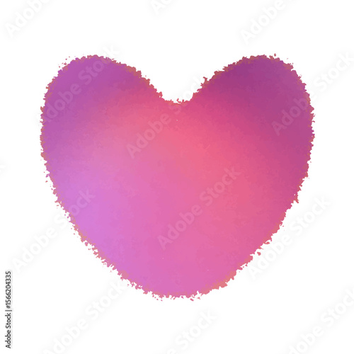 Vector heart shape with pink gradient and rough edge