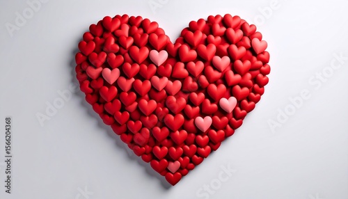 A Heartfelt Valentine's Day Composition: Numerous Red and Pink Hearts Forming a Large Heart Shape