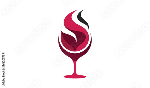 Abstract flaming wine glass logo symbolizing passionate wine experience