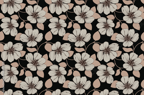 seamless pattern with classic flowers. Perfect for wallpaper, fabric design, wrapping paper, surface textures, digital paper.