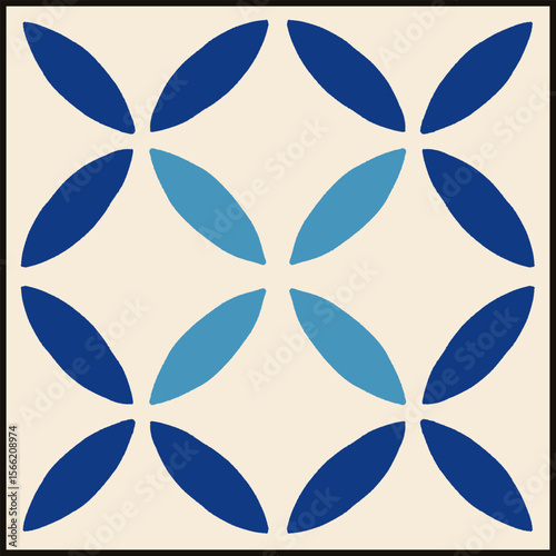 Mediterranean ceramic tiles seamless pattern. Azulejo arabesque. Portuguese, Spanish, Turkish, Indian, Islamic, Arabic decor. Geometrical and floral traditional national ornament. Vector illustration.