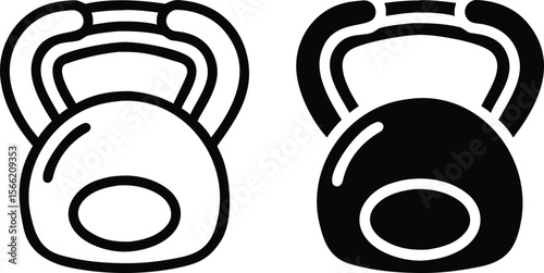 Kettlebell Icon in Black and White Vector for Fitness and Gym Workout Design