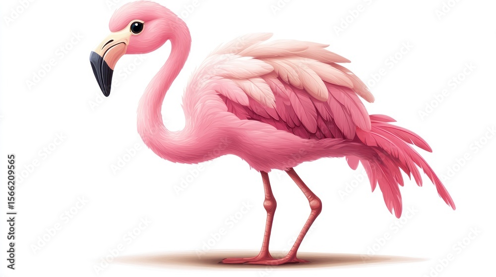 Fototapeta premium Pink flamingo illustration against a white background.