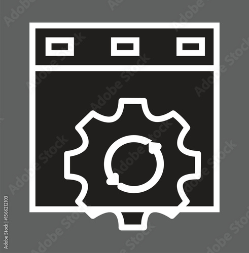 Browser with gear icon representing SEO tool setup, website optimization or analytics integration with transparent background