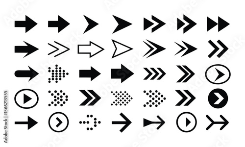 Diverse collection of vector arrows in various styles for navigation and directional signage