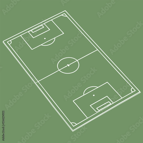 Soccer Field Outline on Green Background