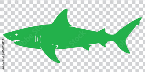 Green shark silhouette ocean marine life