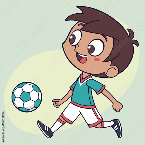 Happy Boy Playing Soccer