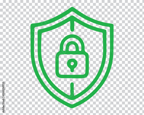 Green shield padlock icon security protection