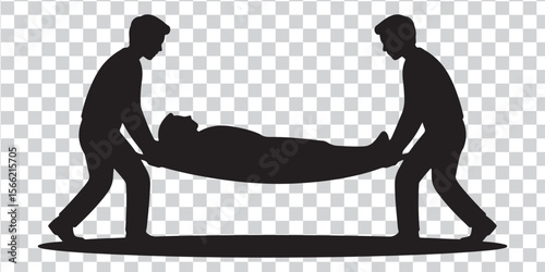 Men carrying person on stretcher people medical