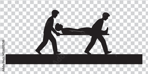 People carrying patient on stretcher medical transport