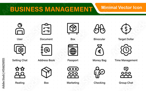 Business management line icons. For website marketing design, logo, app, template, ui, etc. Outline icon collection.