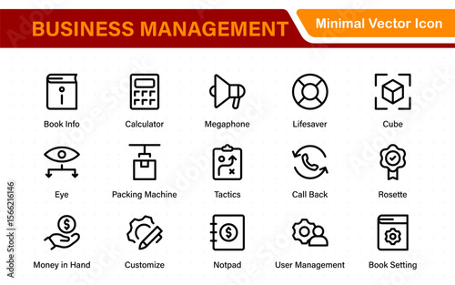 Business management line icons. For website marketing design, logo, app, template, ui, etc. Outline icon collection.