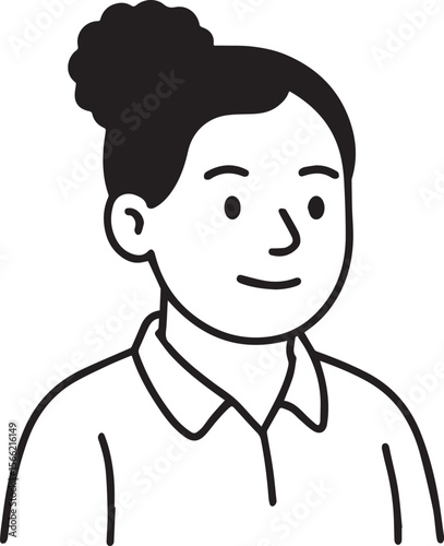 Line drawing of a person with a hair bun