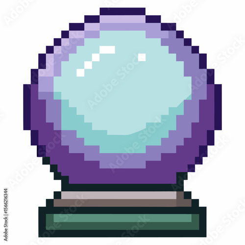 Pixel Art Crystal Ball Retro Gaming and Mystical Aesthetics in 8 Bit Style