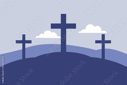 Three Crosses Silhouette A Hilltop Easter Scene