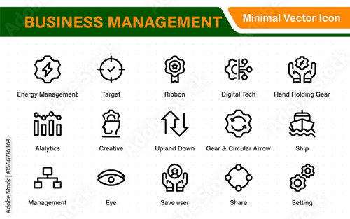 Business management line icons. For website marketing design, logo, app, template, ui, etc. Outline icon collection.