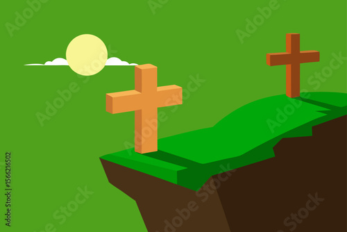 Crosses on a Cliff A Symbolic Illustration of Faith and Hope