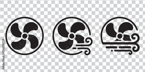 Black fan icons showing airflow wind ventilation