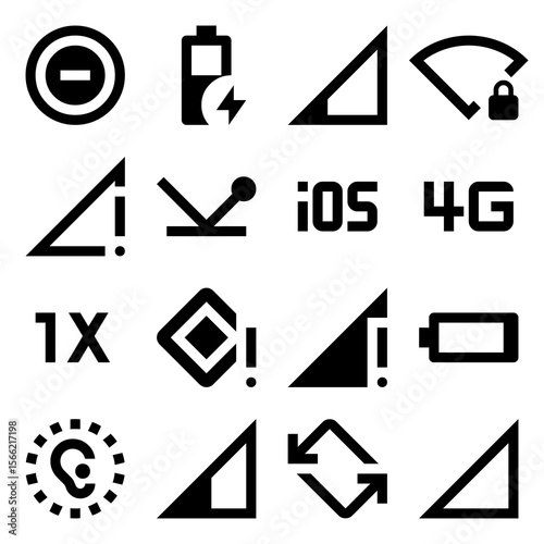 Collection of Universal Mobile Phone UI Icons Signal, Battery, Rotation, and More