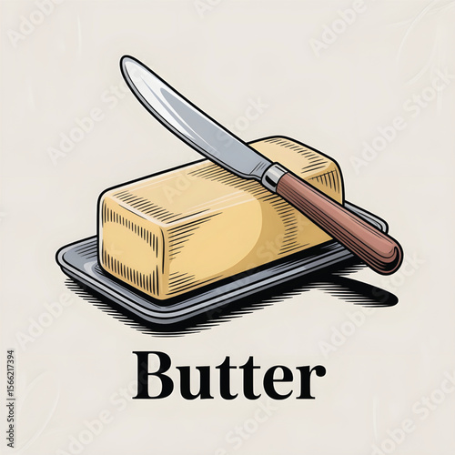 Illustration of Butter with a Knife