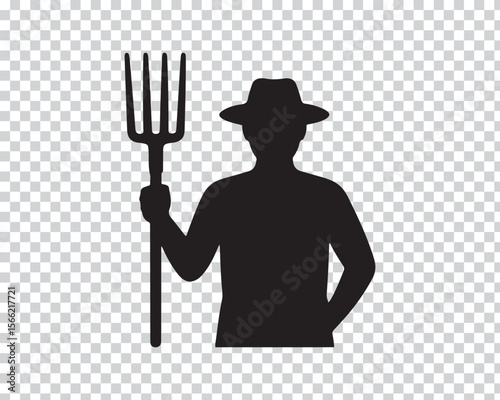 Farmer holding pitchfork agriculture farming