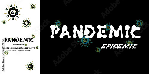 halloween Decorative fonts Virus-themed display font with bold bacteria-style letters. Great for medical posters, health crisis graphics, and pandemic awareness designs.