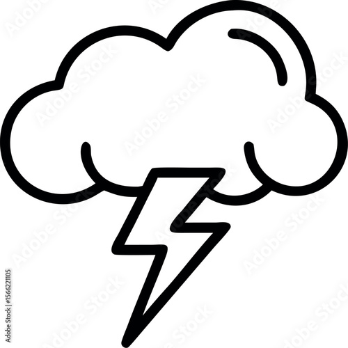 Vector art of storm cloud with lightning isolated on white background