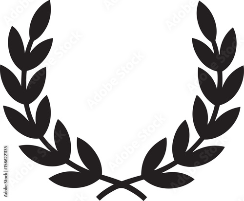Black Laurel Wreath Victory Emblem Silhouette