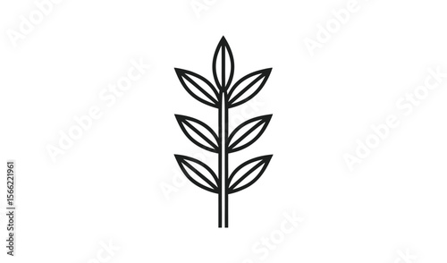 Simple line art illustration of a wheat stalk with leaves on a white background