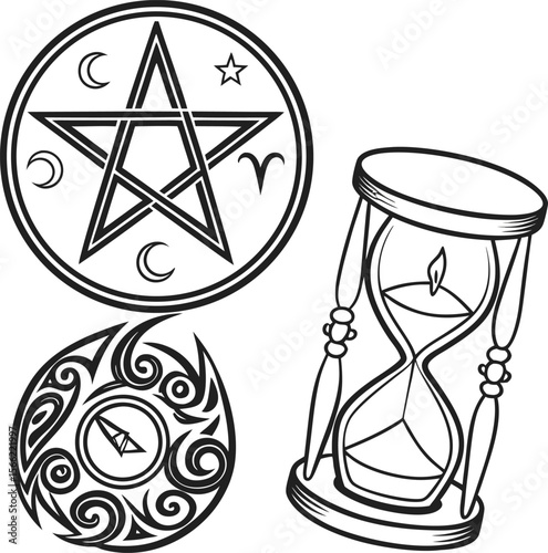 Vector illustration of a sand hourglass, a symbolic icon of passing time and countdown