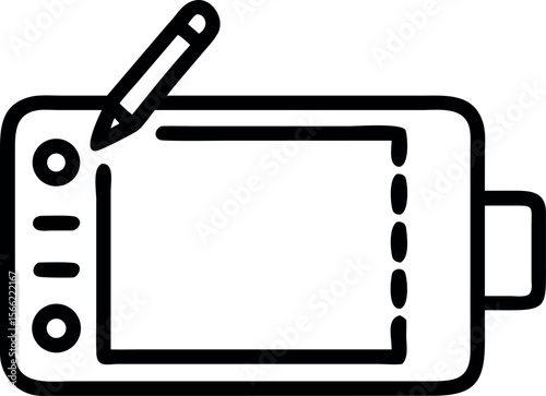 Vector art of a graphic tablet with pen for digital art and design work