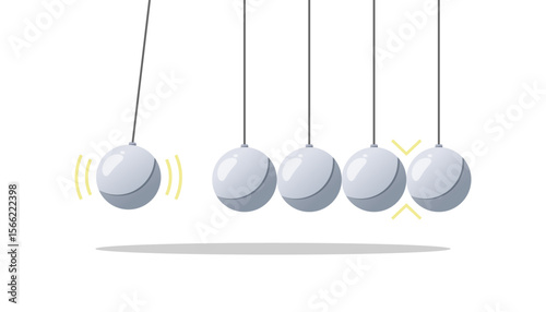 Newton cradle pendulum balls vector isolated on white background.