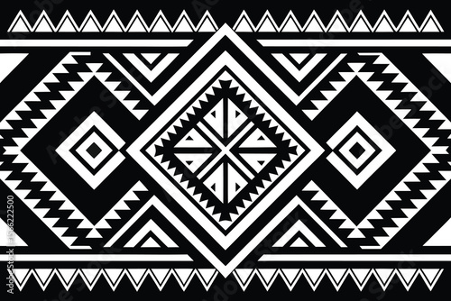 Bold Black and White Geometric Pattern with Triangles and Diamonds