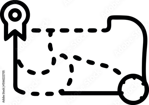 Vector art of a treasure map isolated on white background shows the route to treasure