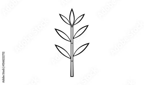 Simple outline drawing of a plant stem with leaves on a white background